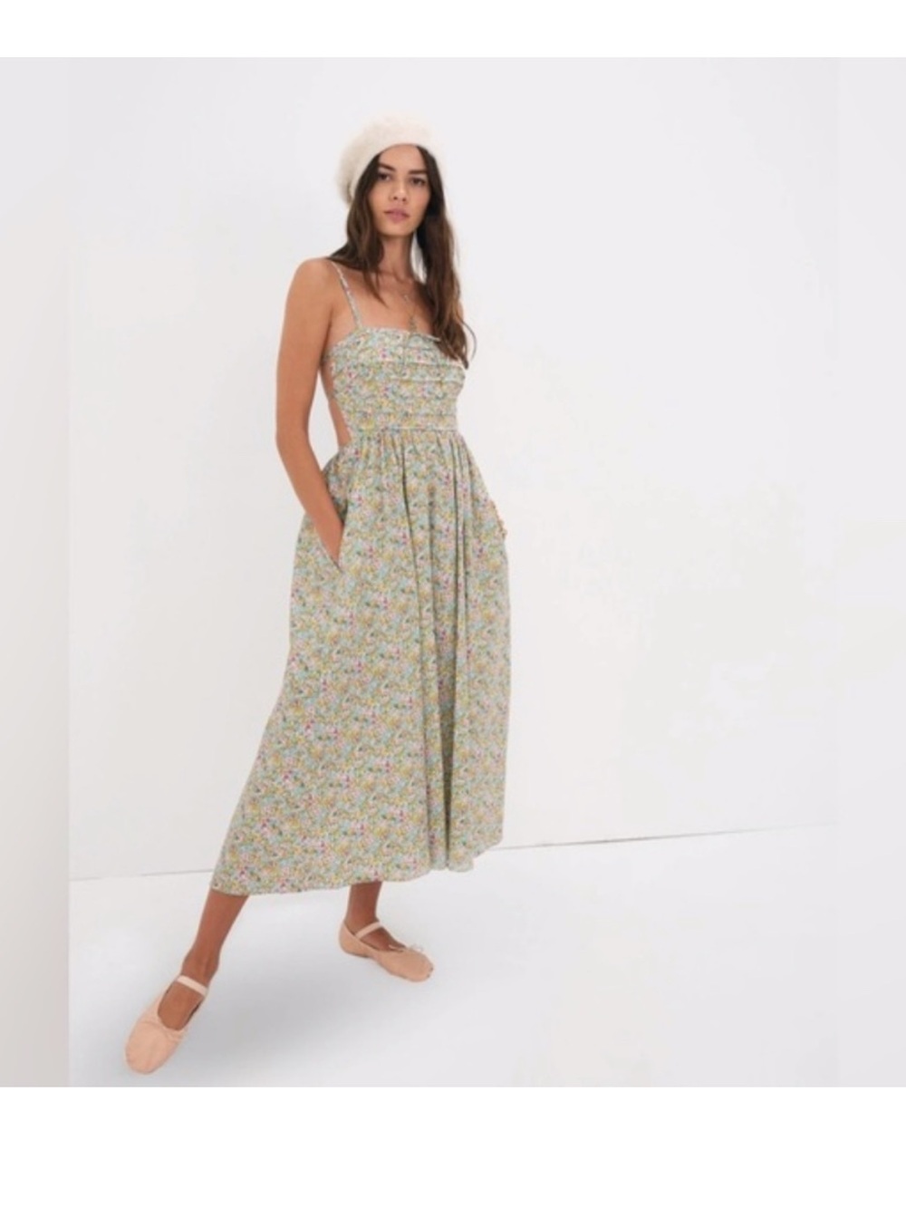 For Love and Lemons Liberty Fabric Raleigh Midi Floral Poplin Dress Small